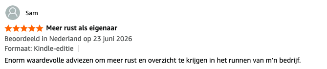 Amazon review van Sam: Meer rust als eigenaar