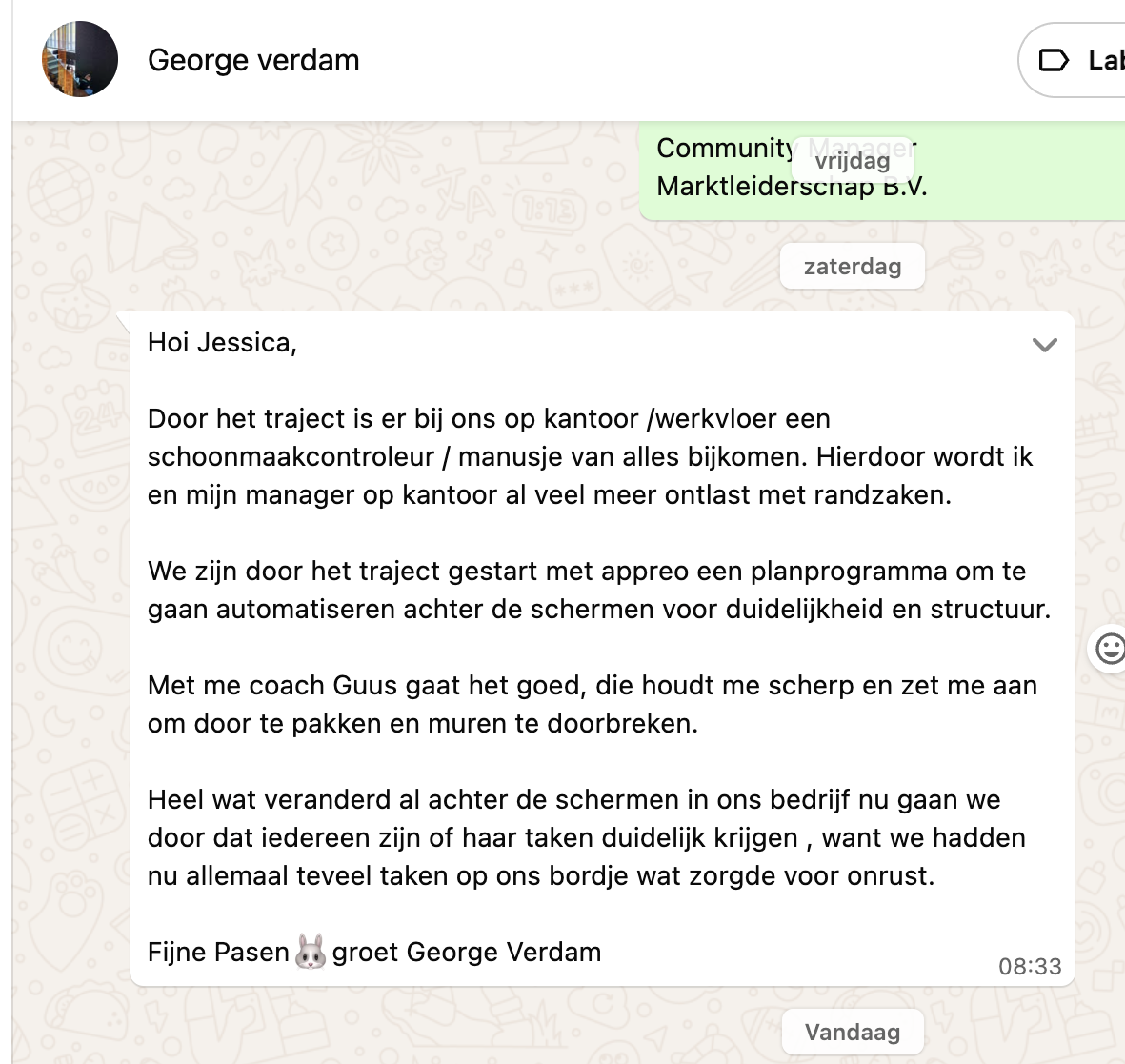 Bericht van George Verdam